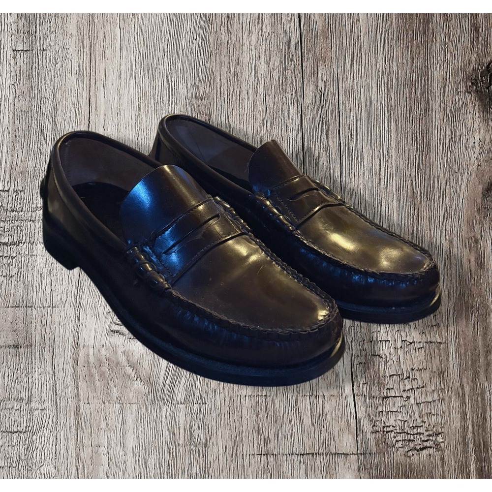 VTG Sebago Classic Penny Loafers Black Leather Shoes Men's Size 9.5 B Wide